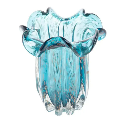 Vaso Decorativo de Vidro Azul e Rosé Murano Wolff