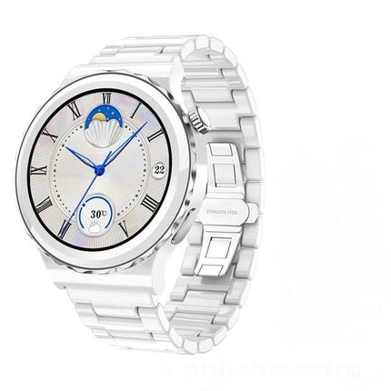 Smartwatch Relógio Feminino Inteligente Cerâmica + Pulseira Extra - club das compras