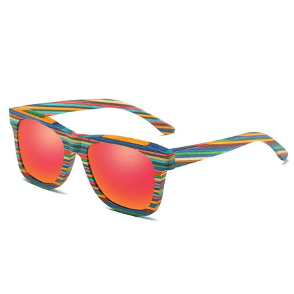 Óculos de Sol Unissex Polarizado Bamboo Arco-íris - club das compras