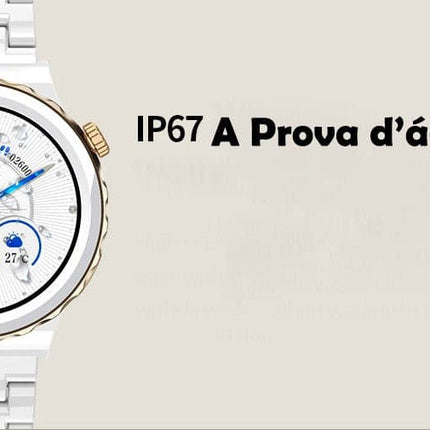 Smartwatch Relógio Feminino Inteligente Cerâmica + Pulseira Extra - club das compras