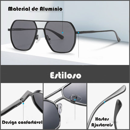 Óculos de Sol Unissex Polarizado Hexagonal - club das compras